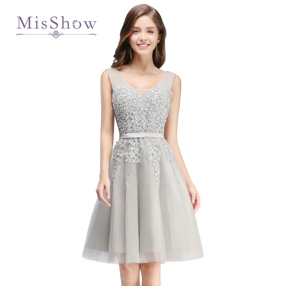 17 Candy Short Bridesmaid Dresses V Neck A Line Knee Length