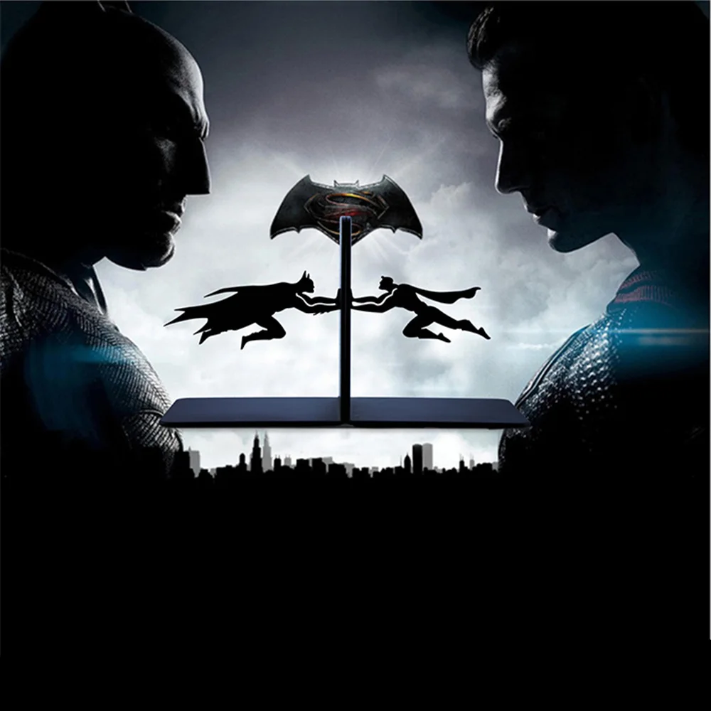 

A Pair Creative Black Batmen &Superman Metal Bookend Shelf Bookend Holder Office School Supplies Stationery Gift Home Decoration