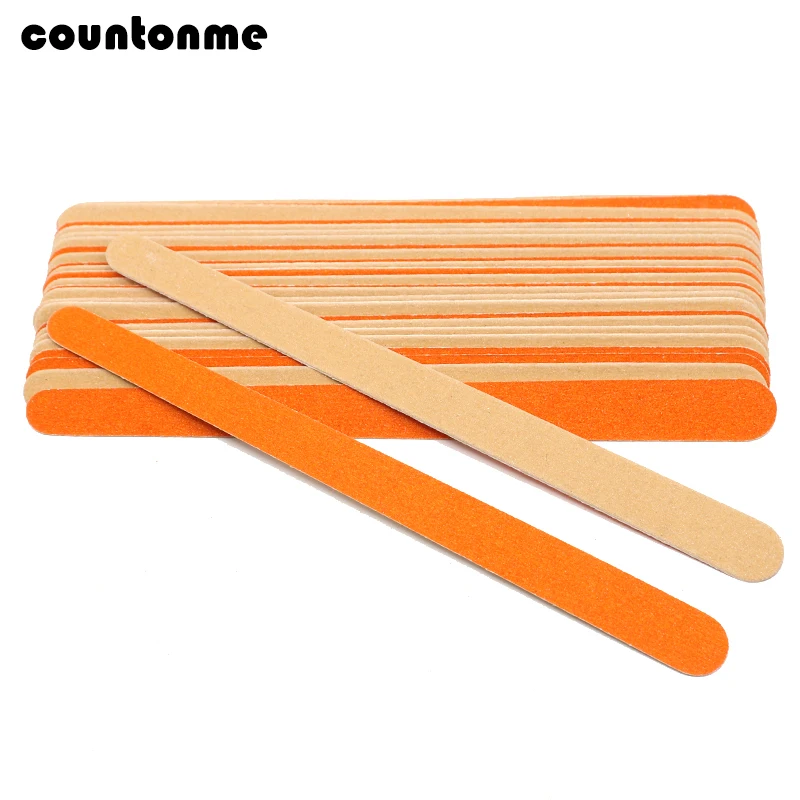 

25Pcs Wood Nail Files 180/240 Disposable Lima Buffer Block Wooden Sandpaper Sanding Nail Files Orange 2 side Manicure Nail Tool