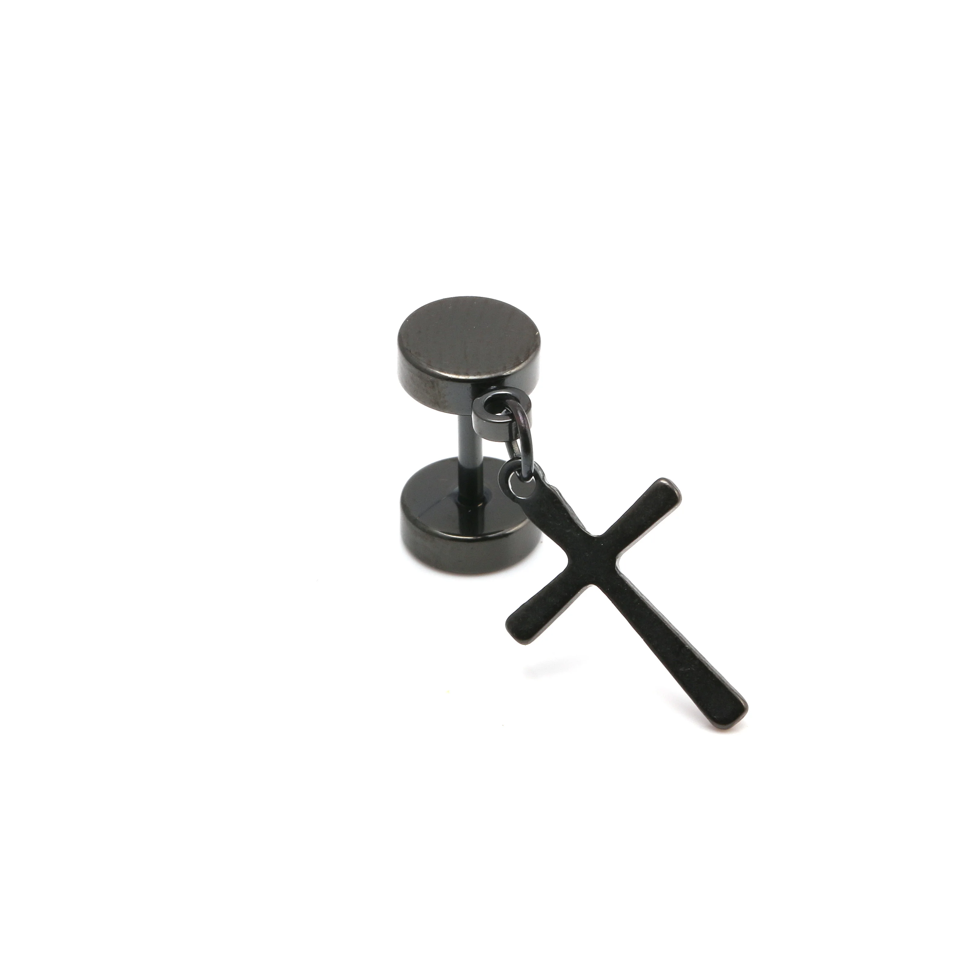 

Punk Unisex Stud Earring Mens Jewerly Cross Piercing Titanium Steel Anti-allergic Earings for Women Men