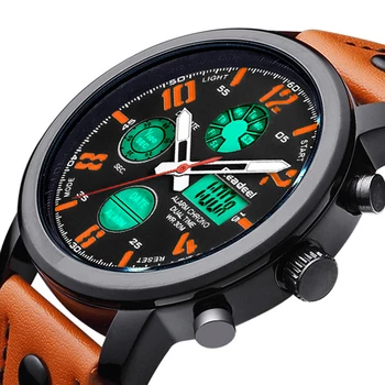 

Mens Watches Top Brand Luxury Chronograph Digital Men Watch Leather Led Waterproof Sport Watch Men Male Clock Man Wristwatch