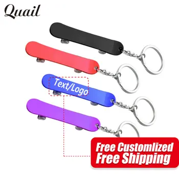 

Quail Aluminum Alloy Skateboard Wine Beer Bottle Opener Ring Keychain Key Chain Lovely Outdoor Tool Customized Name/Logo/Text