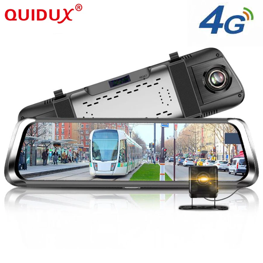 

QUIDUX 4G Android Car DVR 10 inch IPS Touch Screen Bluetooth WiFi Camera ADAS GPS Navigation FHD1080P Rear View Parking Monitor
