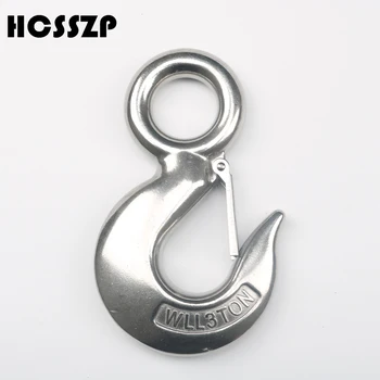 

HCSSZP Eye Snap Latched Hoist Crane Hook with Safety Load Limit of 0.5-3 tons 304 Stainless Steel Marine Boat Heavy Duty