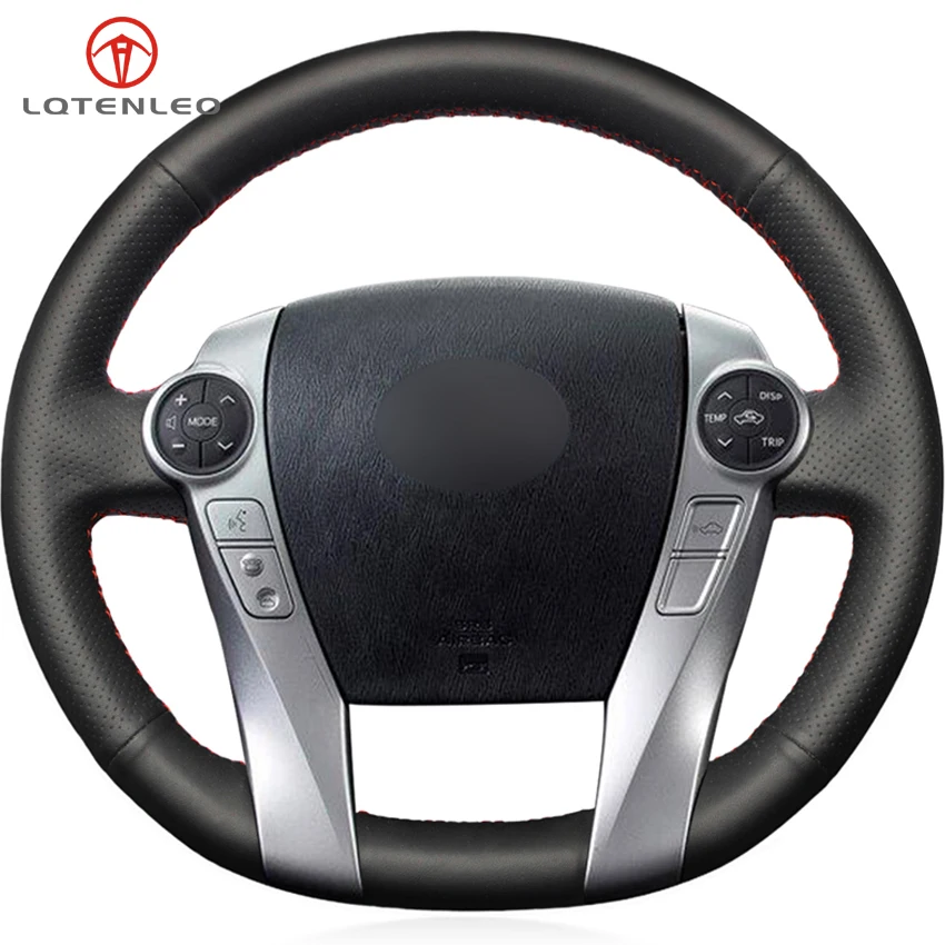 LQTENLEO Черный искусственного кожаный чехол на руль для Toyota Prius 30(XW30) 2009- Prius C(США) 2012- Aqua