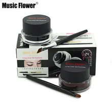 Music Flower водостойкая гелевая подводка для глаз с 2 кисточками, набор косметики для макияжа, гелевая подводка для глаз, 24 часа, долговечная для женщин