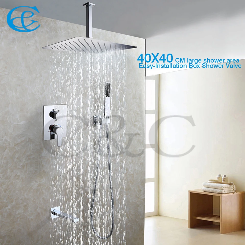 Badezimmer Installation, zeitgenössische stil badezimmer dusche wasserhahn set 40x40 cm regen, Design ideen