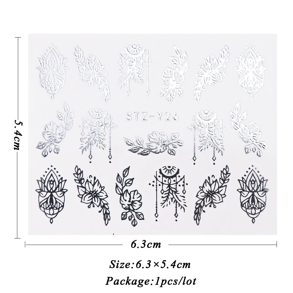 1 шт цветы ювелирные изделия водная наклейка Серебряная переводная наклейка для ногтей слайдер кружево Ожерелье Фольга обертывания советы тату Маникюр CHYS20-1
