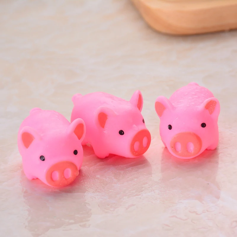 low cost  4 Piece/Set Lovely Pink Pig Shaped Baby Bath Toy Rubber Float Squeaky Toy Bath Toy