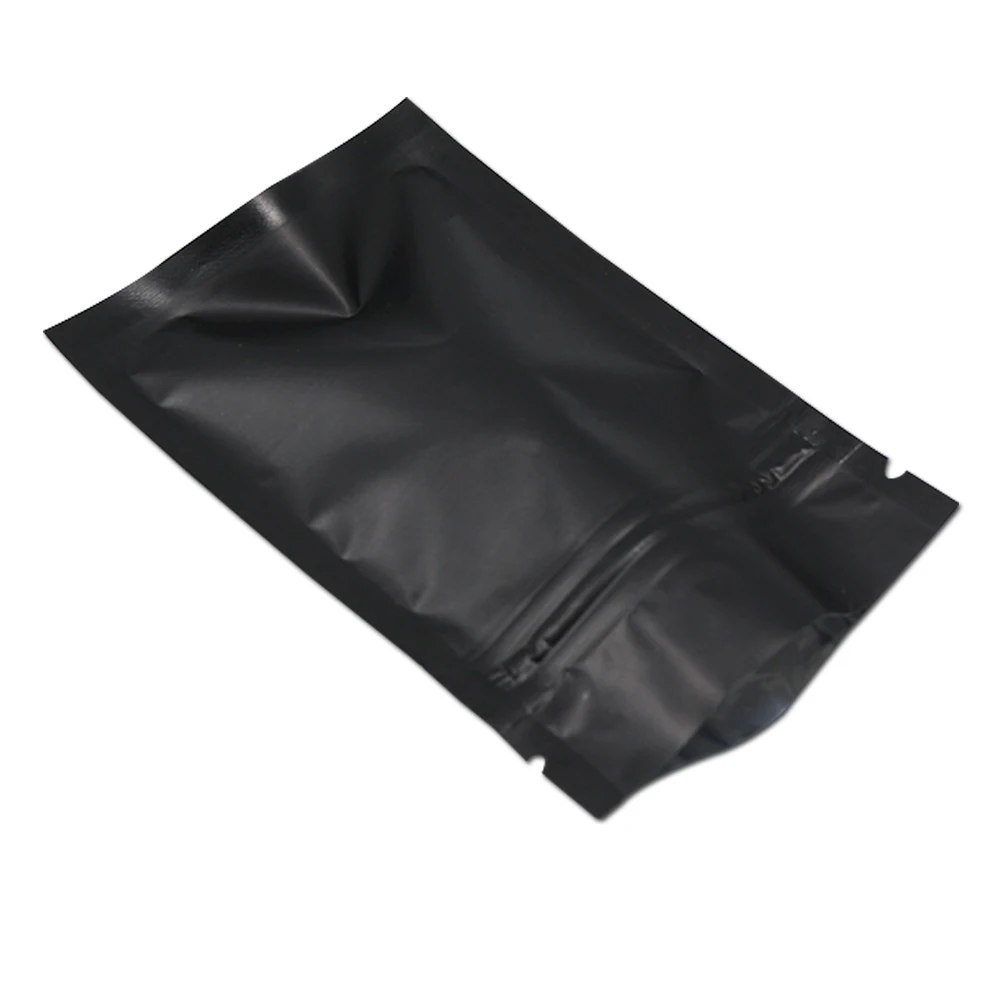 7x10cm Matte Black / Gold Aluminum Foil Zipper Packing Bags Heat Seal