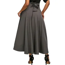 Сексуальные теплые зимние женские юбки, плюс размер, высокая талия, плиссированные, длина по щиколотку, винтажные, с большим бантом, плиссированные юбки