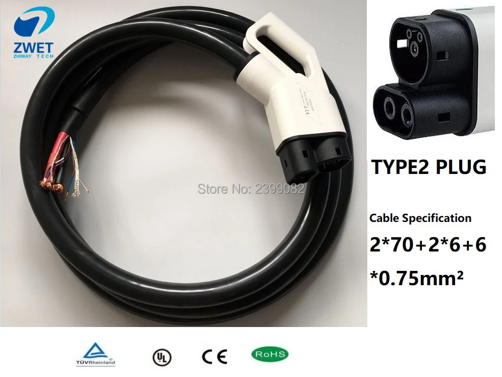 

ZWET IEC 62196 Type2 CCS Plug with cables 5Meter DC 200A /600V European market CE 200A CCS adapter type2 Plug