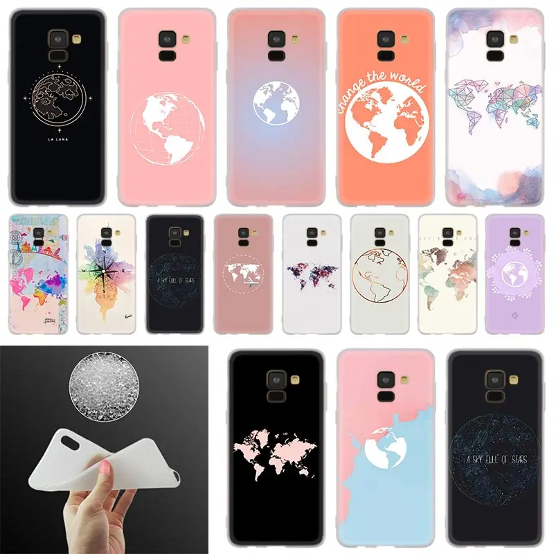

Travel in world map plans Soft Cover Phone Case For Samsung Galaxy A50 A10 A20 A30 A40 A60 A70 A6 A8 Plus A7 A9 2018 A3 A5 2017