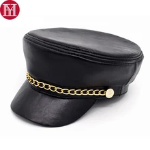 Новинка, унисекс, настоящая овечья кожа, Студенческая шапка для женщин и мужчин, Зимняя мода, Настоящая Кожаная шапка, хит, Военный стиль, пара, шапка s