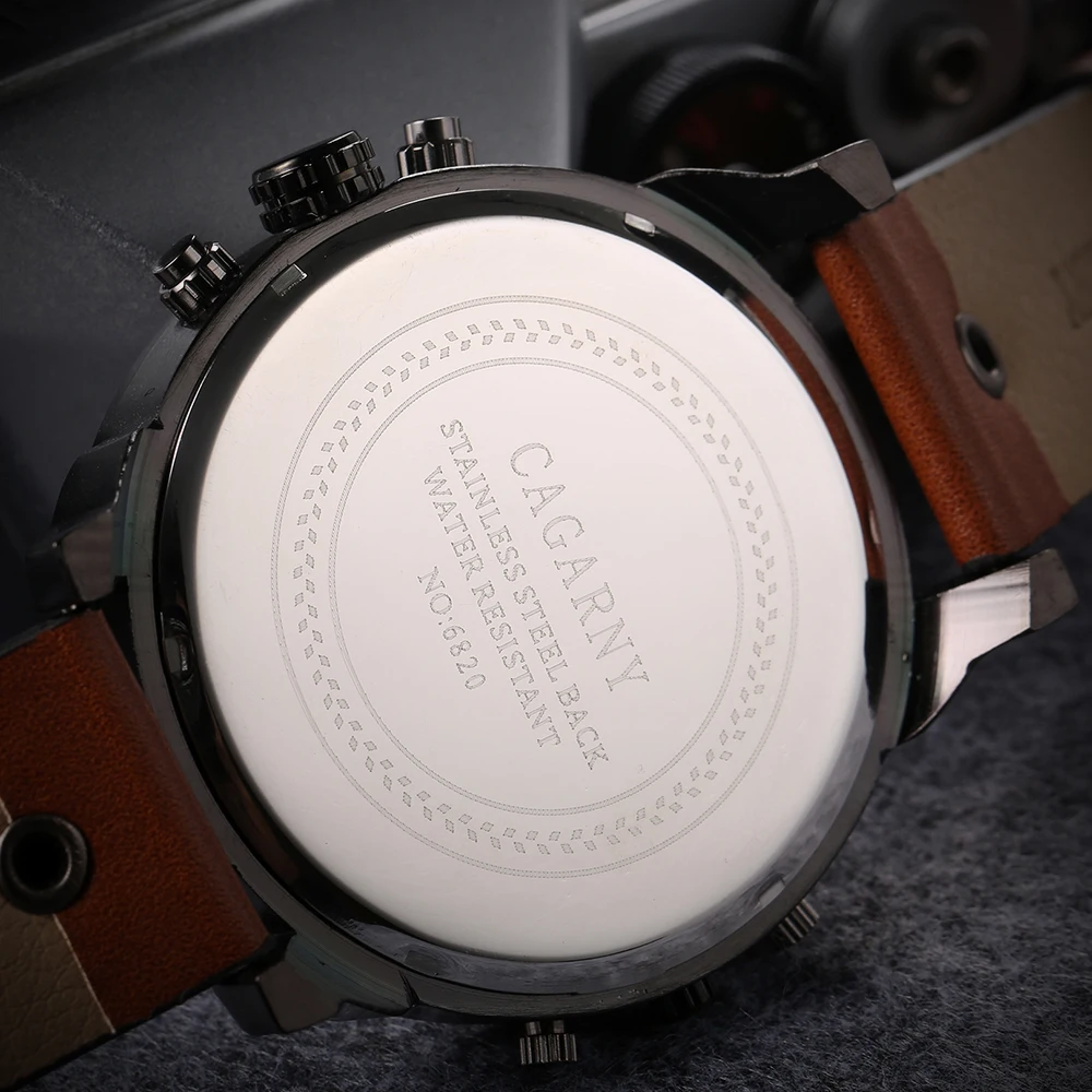 Cagarny мужской роскошный бренд часов аналоговый Военная Униформа мужские часы Reloj Hombre Whatch для мужчин кварцевые мужской спортивные наручные D6820