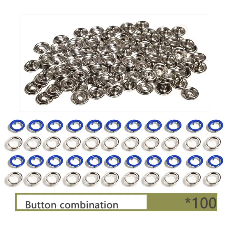 100 компл./лот) Ipomoea snap. 100 металлические кнопки+ 1 инструмент для установки. Металлическая заклепка. Детская Кнопка для одежды многоцветная защелка - Цвет: Navy blue