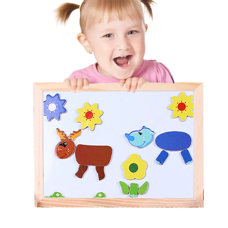 

HIINST Multifunctional Drawing Writing Board Magnetic Puzzle Double Easel Toy Puzzle 1000 Pieces Perle a Repasser Wooden Toys YI
