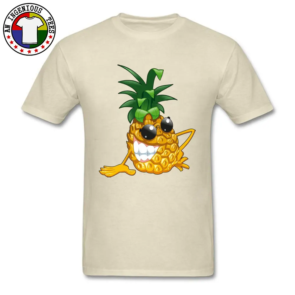 Pineapple Pure Cotton T Shirt for Men Short Sleeve Classic Tops Shirt Oversized Fall Crew Neck Tee Shirt Print Pineapple beige
