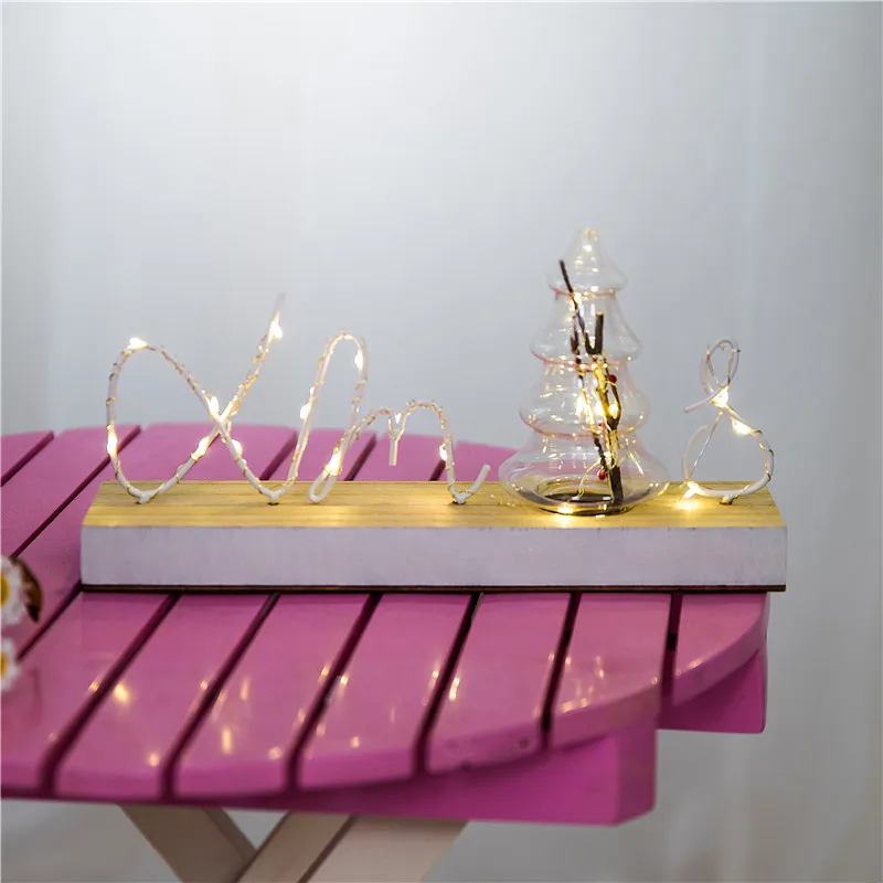

Merry Christmas LED letter lights wooden decorations shine luminous lights Ornaments Festival Party Furnishing articles health