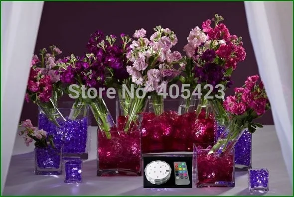 

20pcs/lot Remote Controlled Multi color Submersible LED Floralyte vase floral light base wedding party decoration