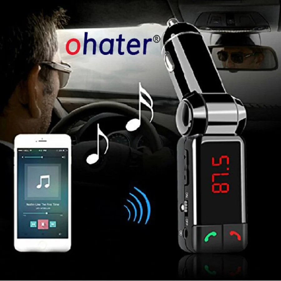 Ohatercar комплект bluetooth fm-передатчик Беспроводной MP3-плееры модулятор Handsfree ЖК-дисплей с двумя USB Зарядное устройство для iPhone Samsung