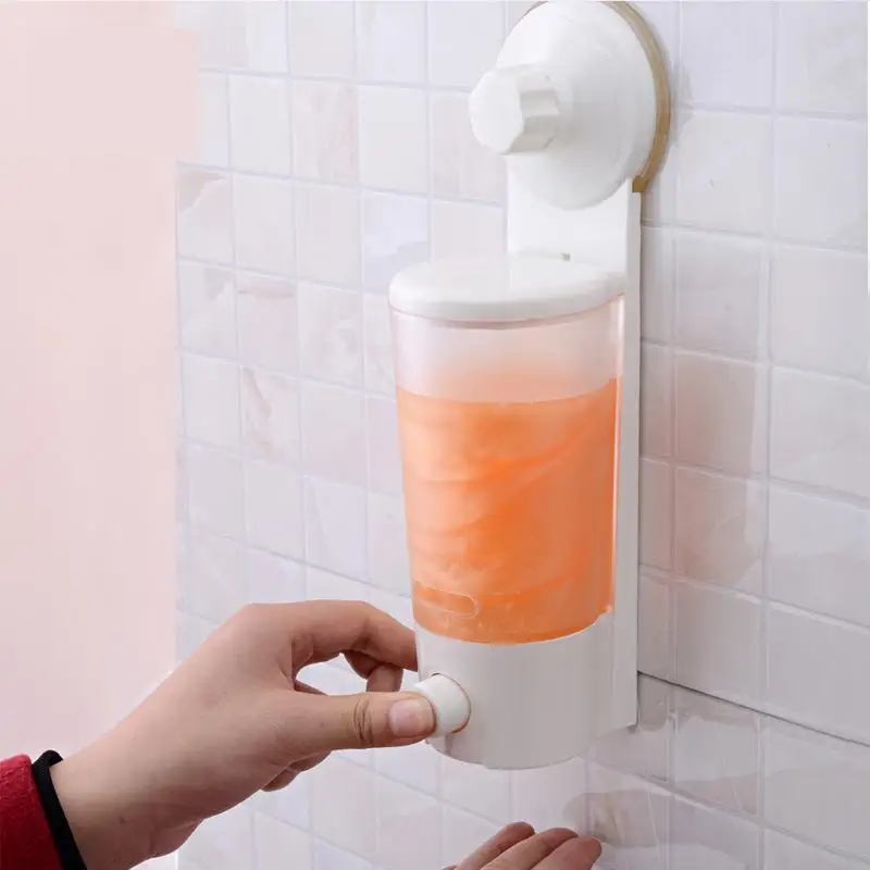 

Single Hand Liquid Soap Dispenser With Strong Suction Cup Wall Mount Shower Gel Dispenser