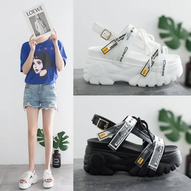 

2019 summer new thick-soled buckle sandals fish mouth platform shoes Korean version of the wild women's shoes