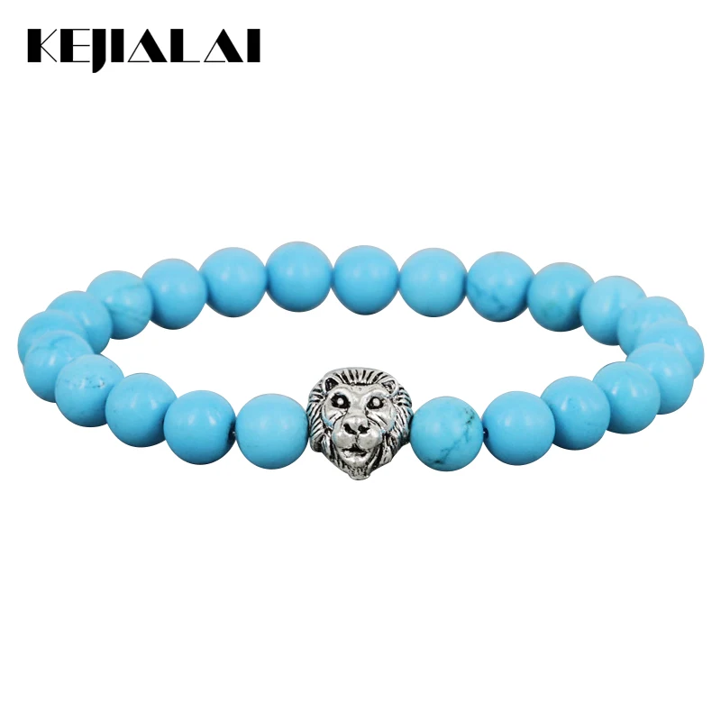2017 New Design Summer Bracelets Antique Color Lion Head High Grade Blue Stone Beads Bracelet | Украшения и аксессуары