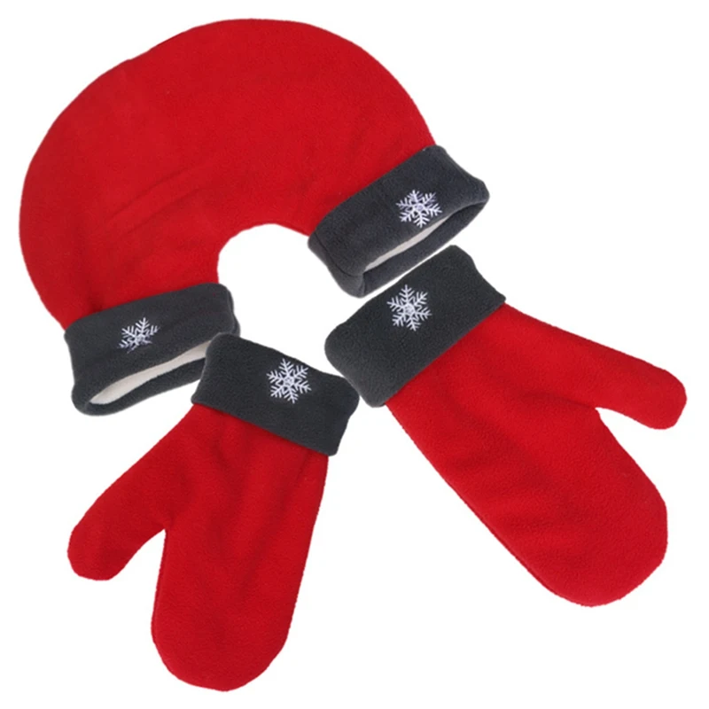 3 шт./компл. теплые рождественские парные перчатки из флиса утолщенные зимние любовники перчатки для бега милые теплые ручки двойная перчатка - Цвет: Красный