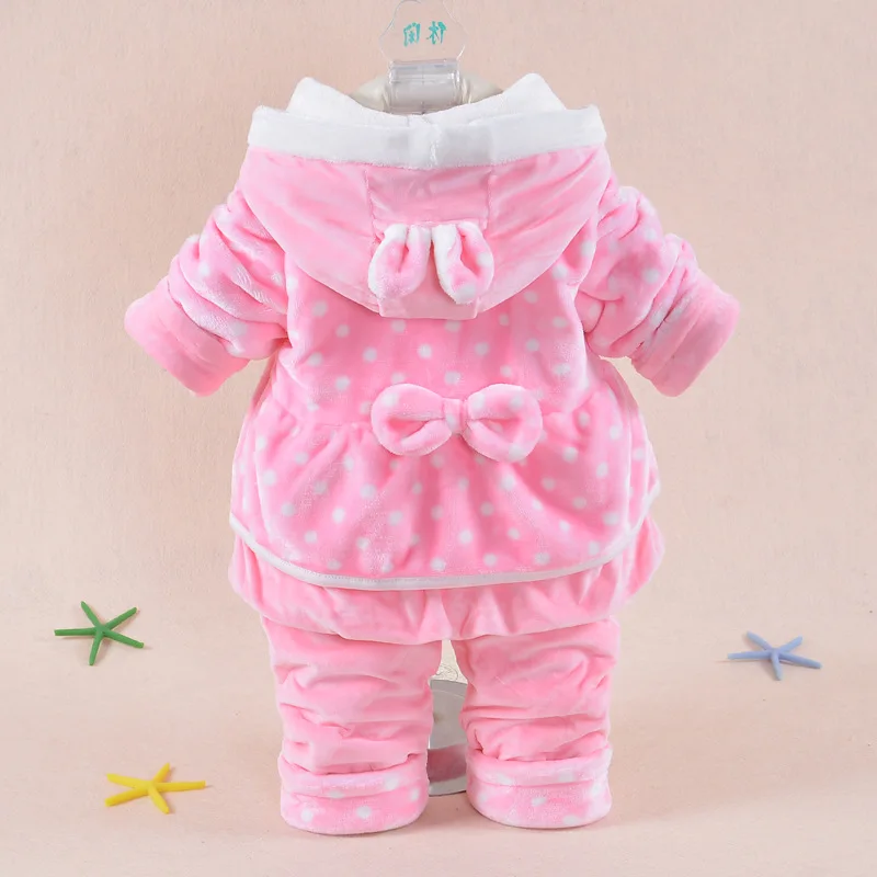 Tanie Niemowlę Baby Girl Clothes Sets 2019 nowa zimowa dziewczyna flanelowy garnitur gruby, ciepły płaszcz kurtka z motywem kreskówki dla dzieci + spodnie dla dzieci