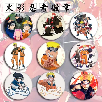 

12 Types Anime Naruto Characters Brooch Pins Broches Round Tinplate Badge Fans Gift Children Toy