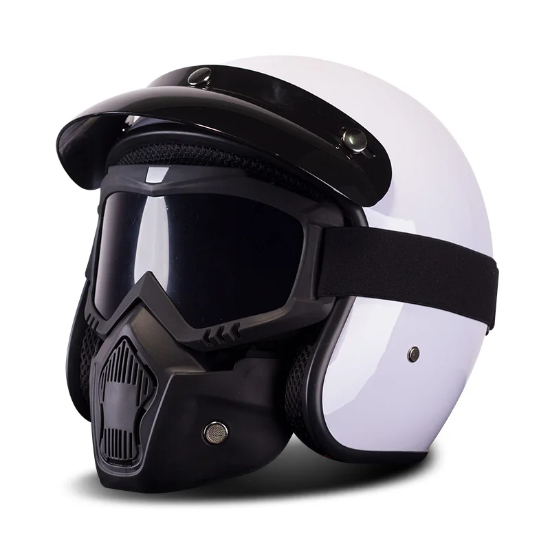 BYE мотоциклетный шлем в стиле ретро кафе гонщик козырек Чоппер Краш шлем винтажный мотоциклетный мото мотоциклетный шлем для мотоцикла - Цвет: 03 Helmet with Mask
