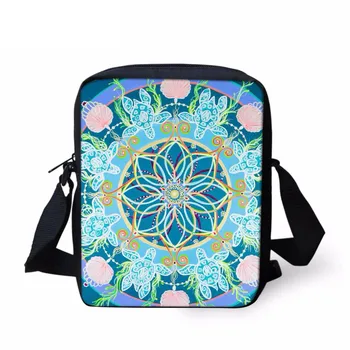 

Brand Designer Woman Crossbody Bags Pretty Blue Mandala Floral Pattern Female Handbags Travel Mini Messenger Bags Sumka