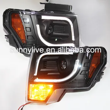 

FOR FORD F150 Raptor LED Strip Head lamp Black Housing 2013 to 2014 year SN