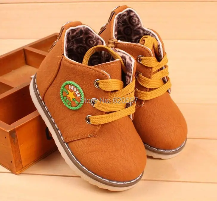 

China Brand children boots 2016 children spring shoes boys boots waterproof slip-resistant fashion kids snow boots fur 668A