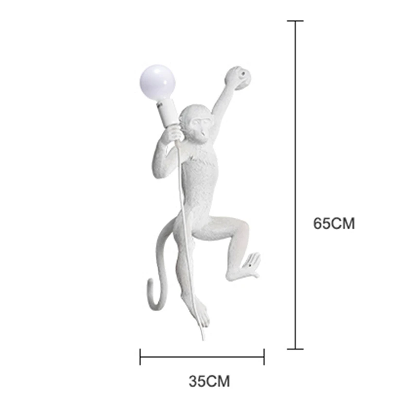 Современные светодиодный подвесные светильники освещения смолы белая обезьяна Лофт пеньковая веревка Подвесные светильники крючок кафе