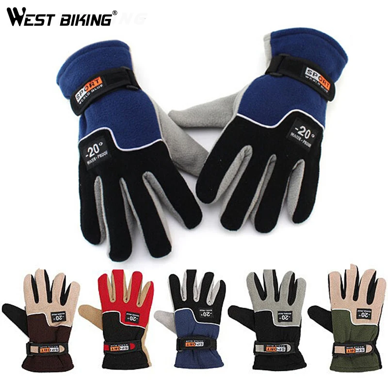 

WEST BIKING Men Winter Autumn Warm 2016 Full Finger Cycling Luvas Sports Bike Guantes Fleece Thermal Bicycle Bike Cycling Gloves