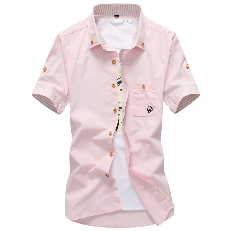 Горячая Распродажа, повседневные мужские рубашки, Качественные однотонные, уникальный дизайн, рубашка с коротким рукавом, Camisa Masculina, 11 видов цветов рубашки, мужские M-5XL - Цвет: 3