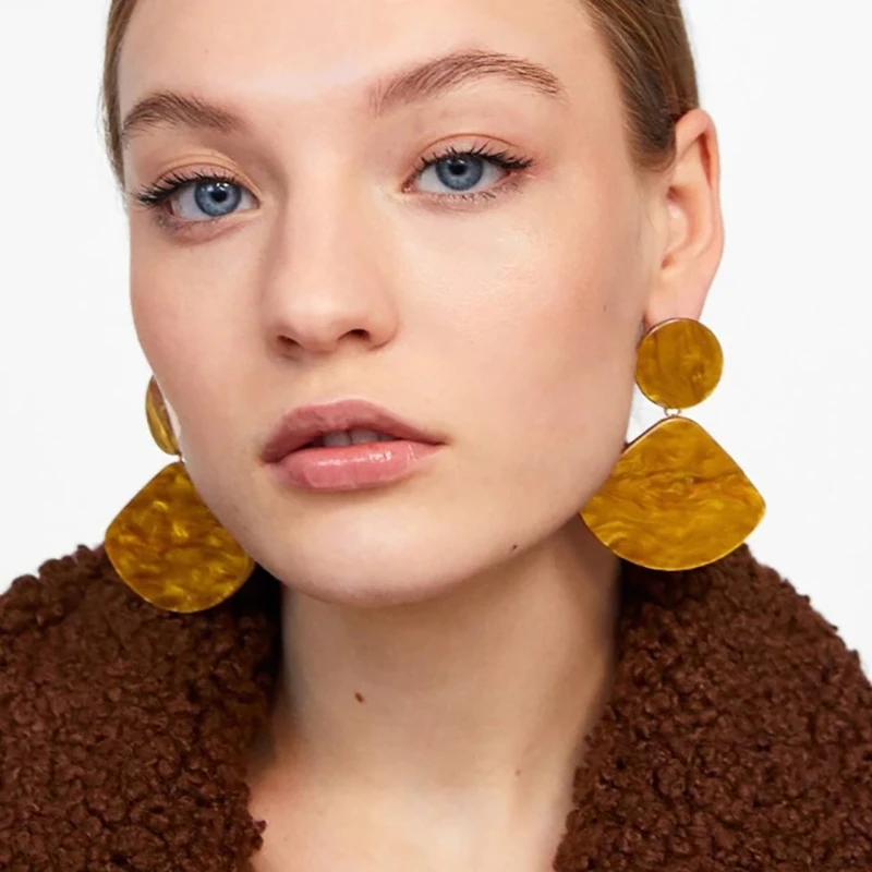 

Simple Resin Water Drop Earrings Women Big Earrings ZA Fashion Jewelry Acrylic Statement Earrings For Women Party Jewelry