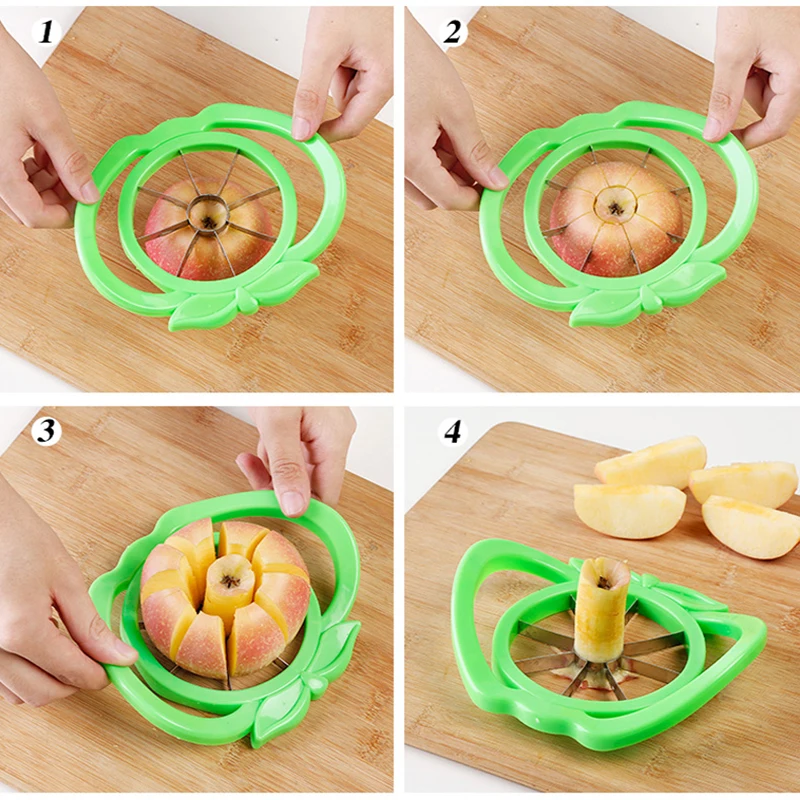 2pcs apple slicers 2colors apple shape fruit cut knife Convenient fruit tools Skidproof handle stainless steel pear cutter ZJ090