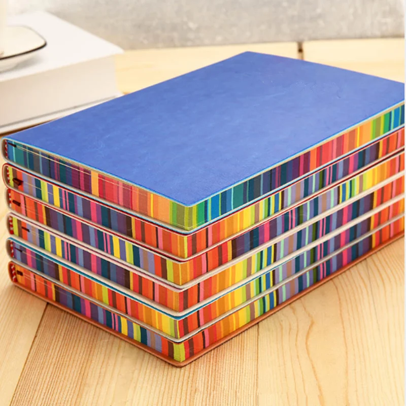 

school stationery soft-sided paperback student diary notebook rainbow edge stick core paper notebook Office supplies