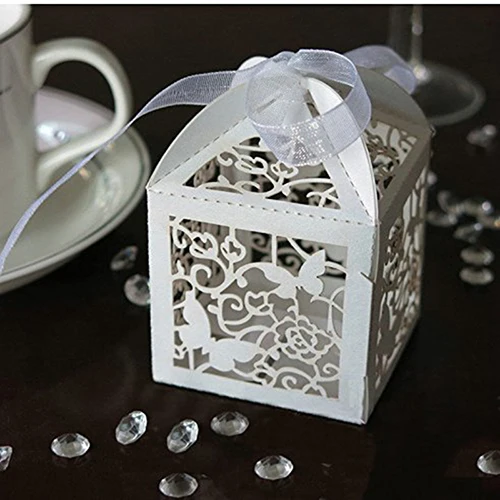50 шт./лот, свадебные подарки для гостей, бумажная коробка, лазерная резка, Подарочная сумка для невесты и жениха, подарок на день рождения, Подарочная коробка для конфет