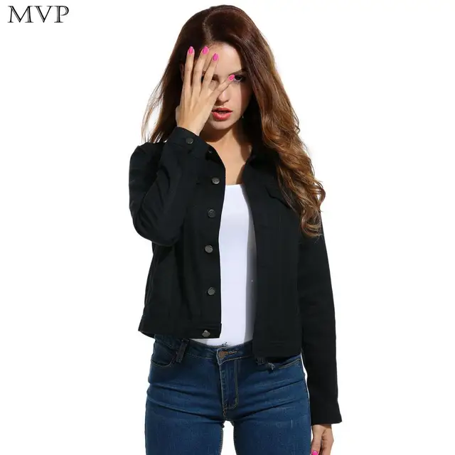 denim jackets sleeved women's and spring female jeans long clothing black coat autumn 2018 denim wear jacket loose jacket
