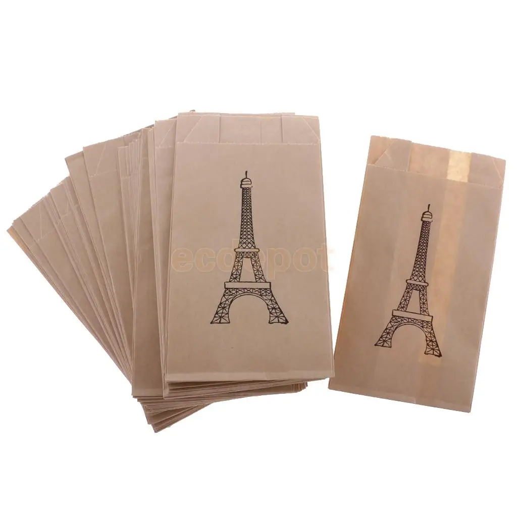 50x Small Kraft Paper Gift Bags Vintage Wedding Candy Bags Favors Treat