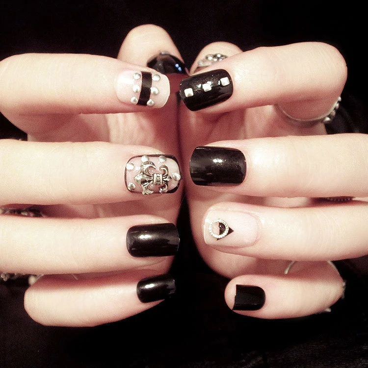 24pcs Fashion Fake Nails False Ongles Full Nails Tips Chrome Hearts Nail Art Decoration Diy Beauty Manicure Gift For Girls Lady Nail False Fake Nailsfull Nail Tips Aliexpress