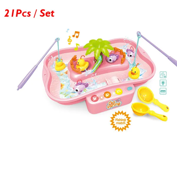 Детские рыболовные игрушки, водный цикл, музыкальный светильник, Детские Игрушки для ванны, рыбки, утка, игровой набор для рыбалки, детская игрушка для игры на открытом воздухе, подарок на день рождения - Цвет: Type 4
