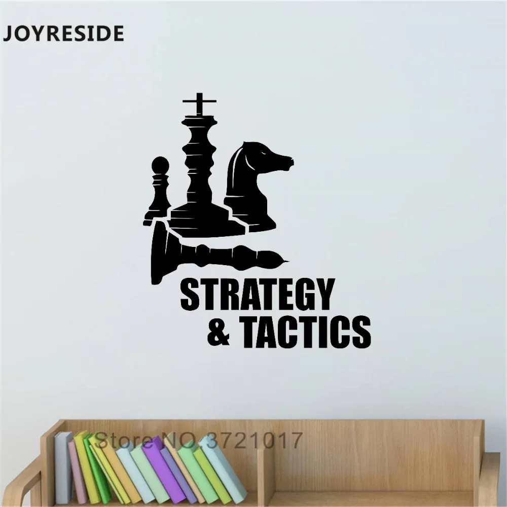 

JOYRESIDE Strategy Quotes Chess Wall Decal Chess Game Wall Sticker Art Vinyl Decor Home Livingroom Decor Interior Design A983