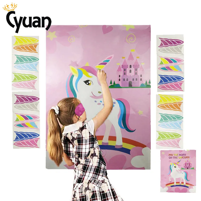 

Unicorn Party Game Supplies Pin The Horn On The Unicorn Paper Wall Stickers Home Decoration Birthday Party Decorations Kids