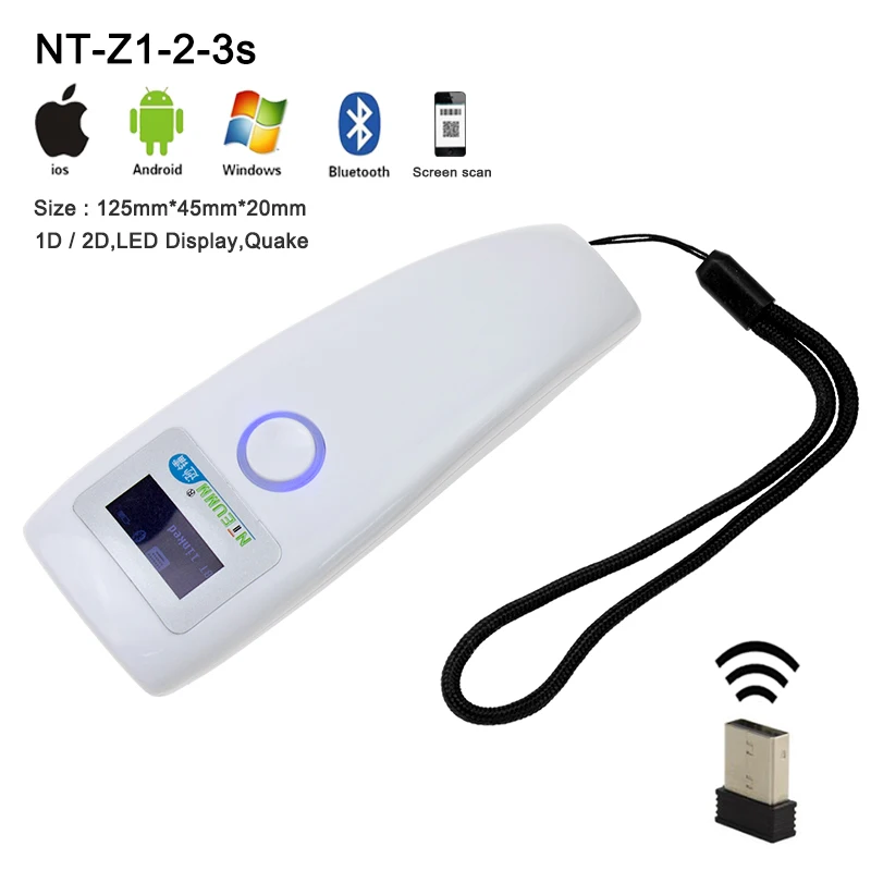 New Portable Wireless Bluetooth Bar Code Reader LED Display Mini USB Handheld 1D/2D Barcode Scanner For Windows,Mac,Android,IOS New Portable Wireless Bluetooth Bar Code Reader LED Display Mini USB Handheld 1D/2D Barcode Scanner For Windows,Mac,Android,IOS