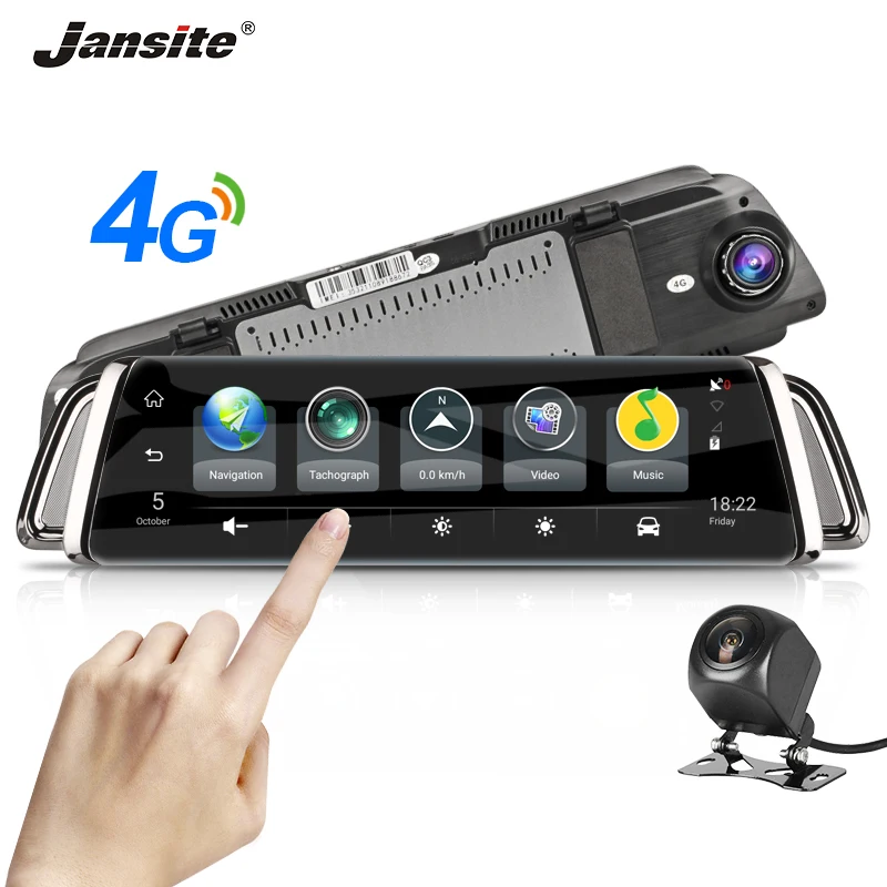 

Jansite 10" 4G 3G Touch Screen Car Dash camera Android5.1 GPS Navigation Camera Video Recorder Rearview mirror with Rear camera